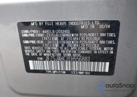 2014 Subaru Forester 2.5I Limited from USA, damaged, VIN JF2SJAHC2EH556881